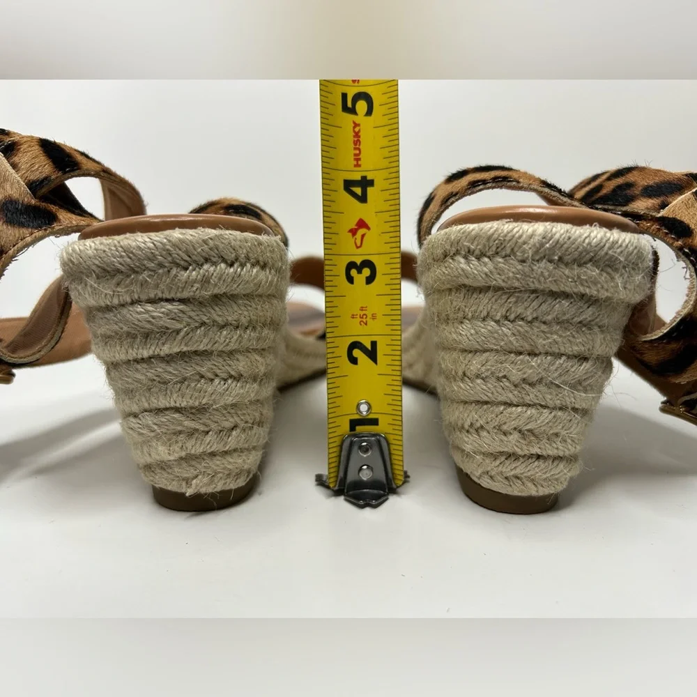 J.Crew Leopard Calf Hair Wedge Espadrille Open Toe Sandal Size 9